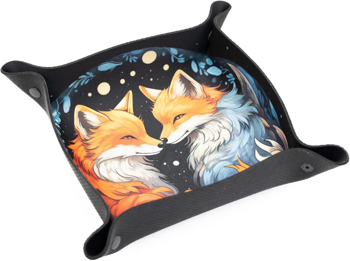 SnelShoppen - Dice Tray voor Bord- en Rollenspellen - Uniek Design met Foxy Souls - Duurzaam Neopreen - Perfect voor Feestjes en Spelavonden