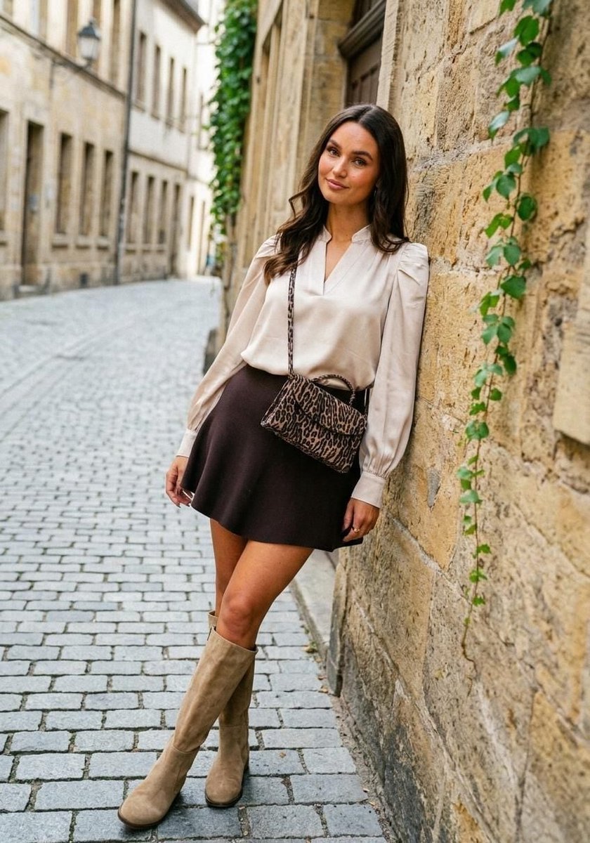 Notre-V 3496 Laarzen - Suède - Dames - Taupe - Maat 41