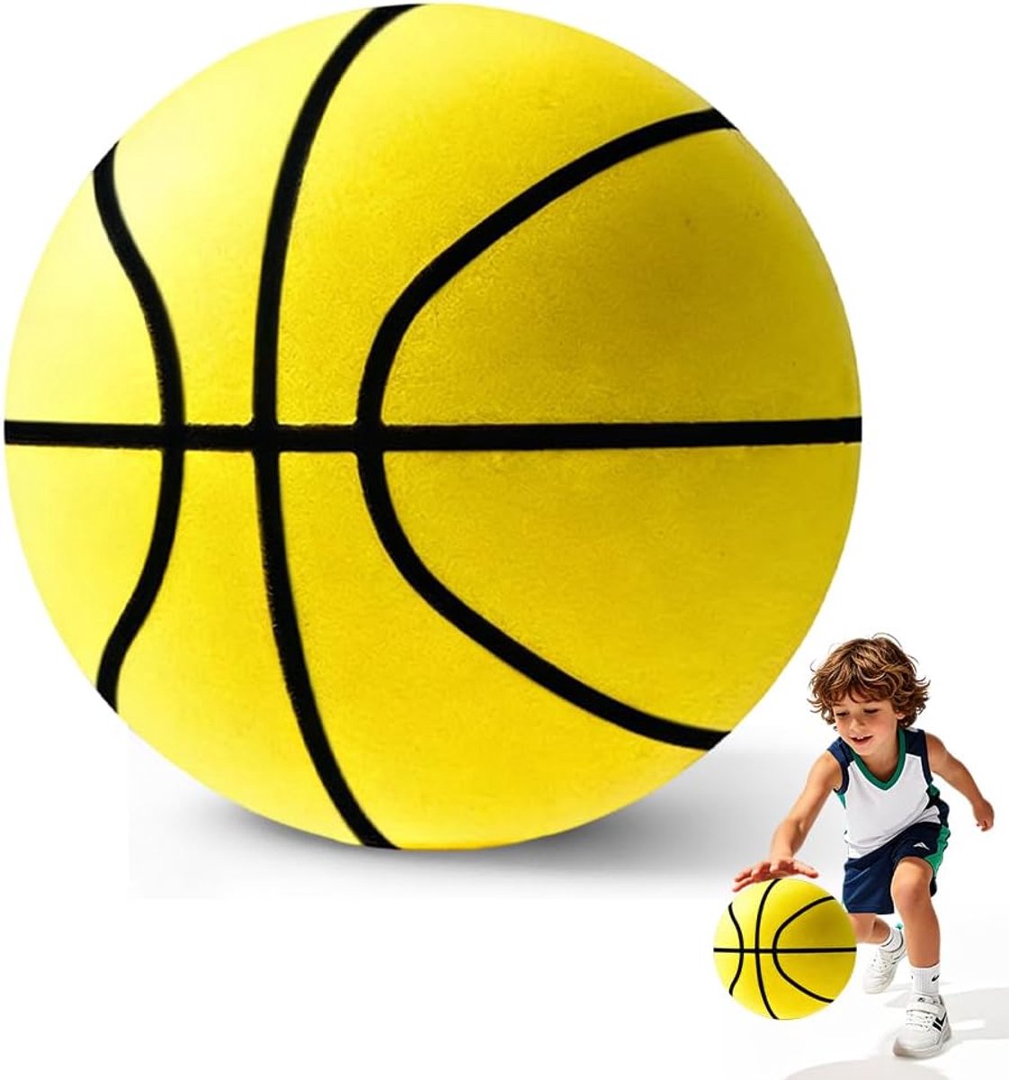 SnelShoppen - Silent Basketball Mute Ball - Lichtgewicht Foam Training Bal 9.4 Inch - Ideaal voor Binnen en Buiten - Hoogwaardige PU en Polyurethaan -
