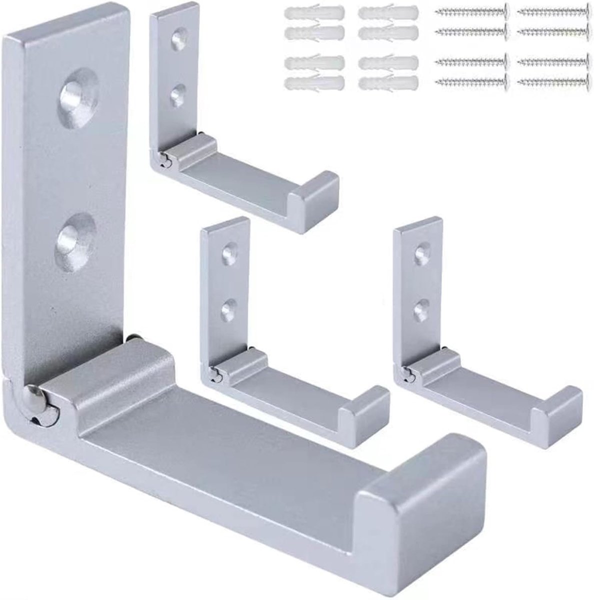 SnelShoppen - Vouwbare Haken - 4 Stuks Hoofdtelefoonhouder Wandmontage Aluminium Kledinghaken voor Kledingkast, Badkamer, Keuken, Multifunctioneel