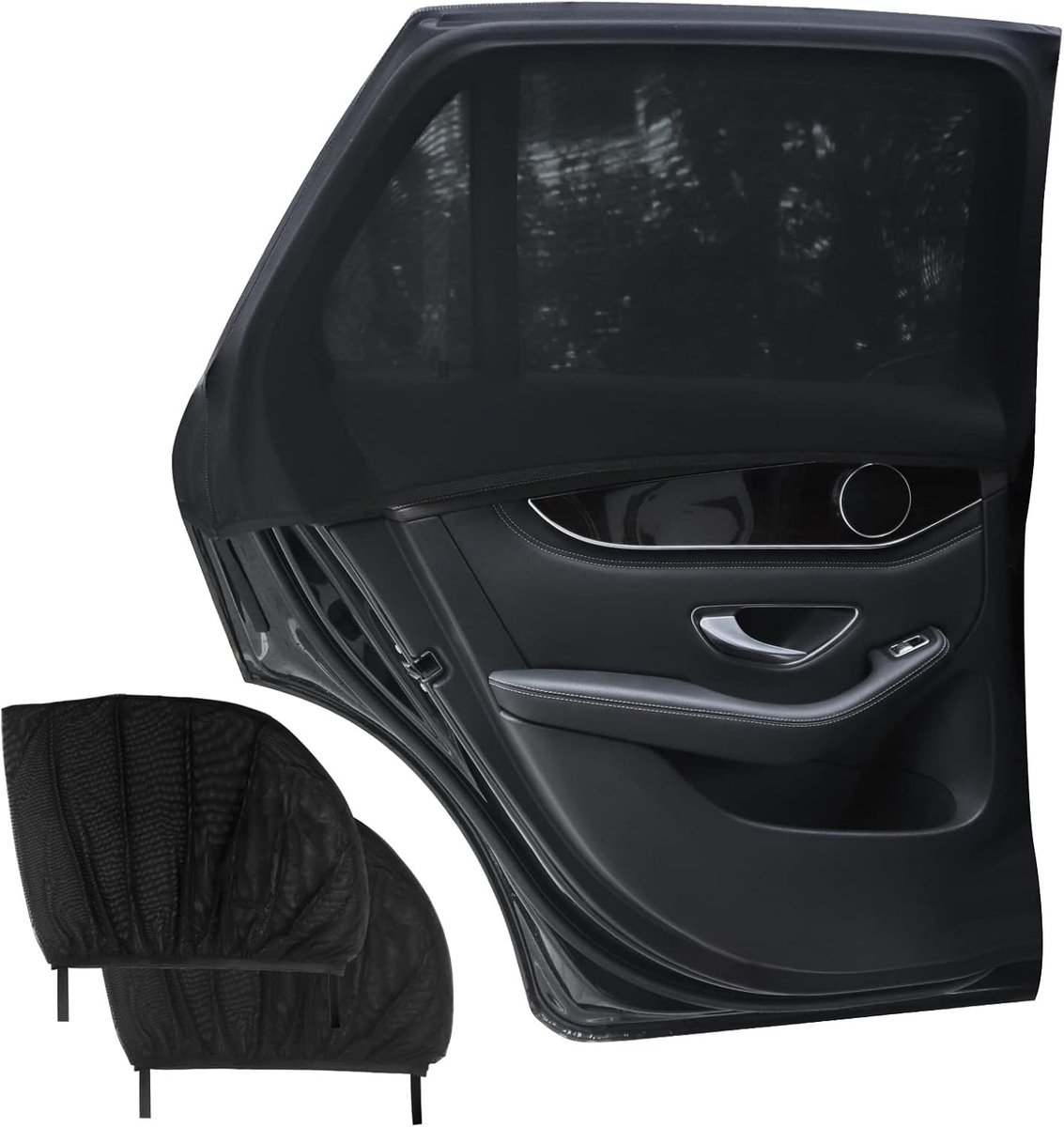 SnelShoppen - Auto zonwering baby universeel net zijruit 2 stuks L | UV-bescherming, hittebescherming, geschikt voor kinderen en huisdieren