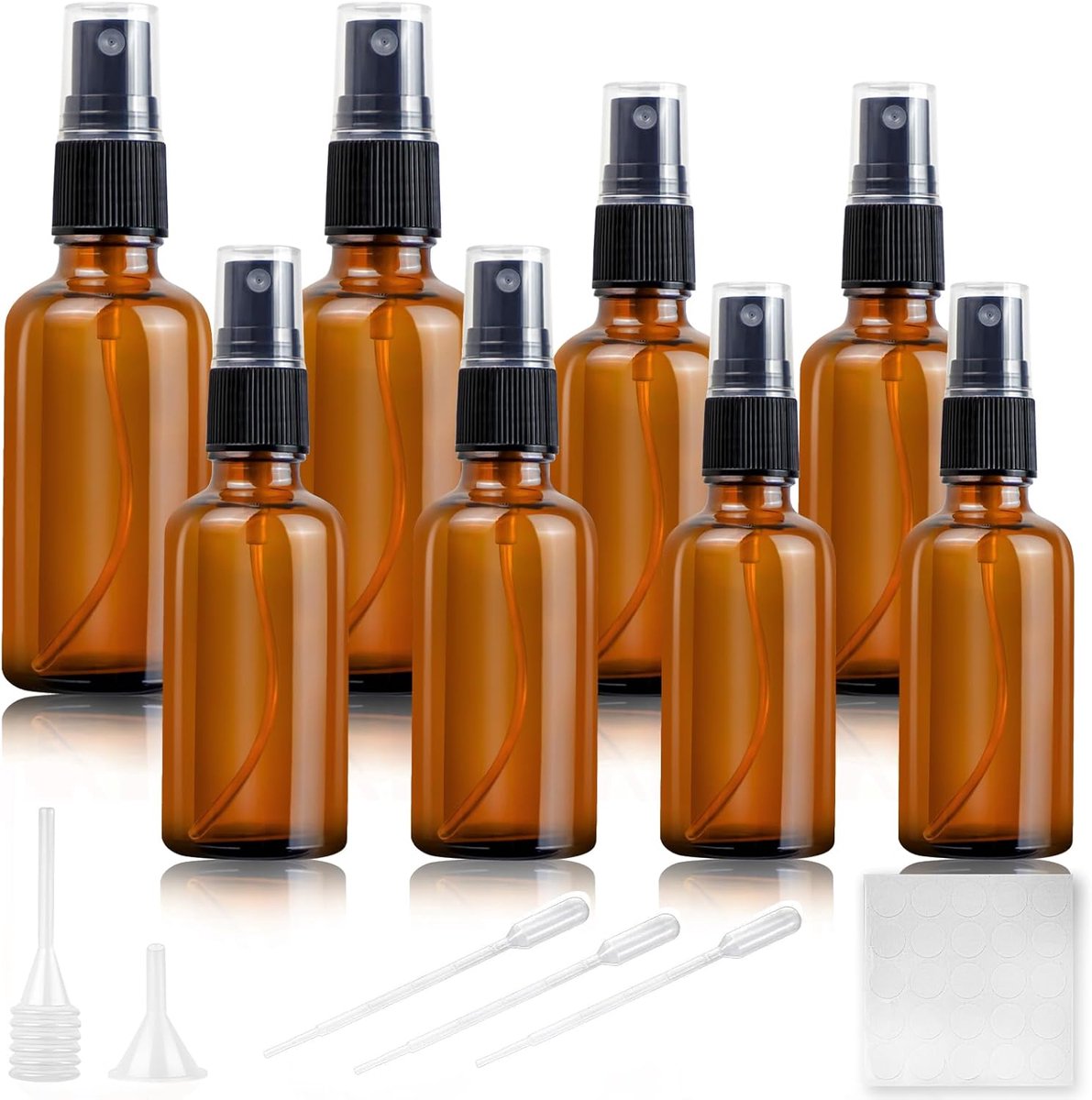 SnelShoppen - 20/30/50ml Spray Flessen Amber Glas - 3 Stuks Atomizer Spray Flessen, Bruine Lege Glazen Flessen met Druppelaars voor Water, Alcohol, Co