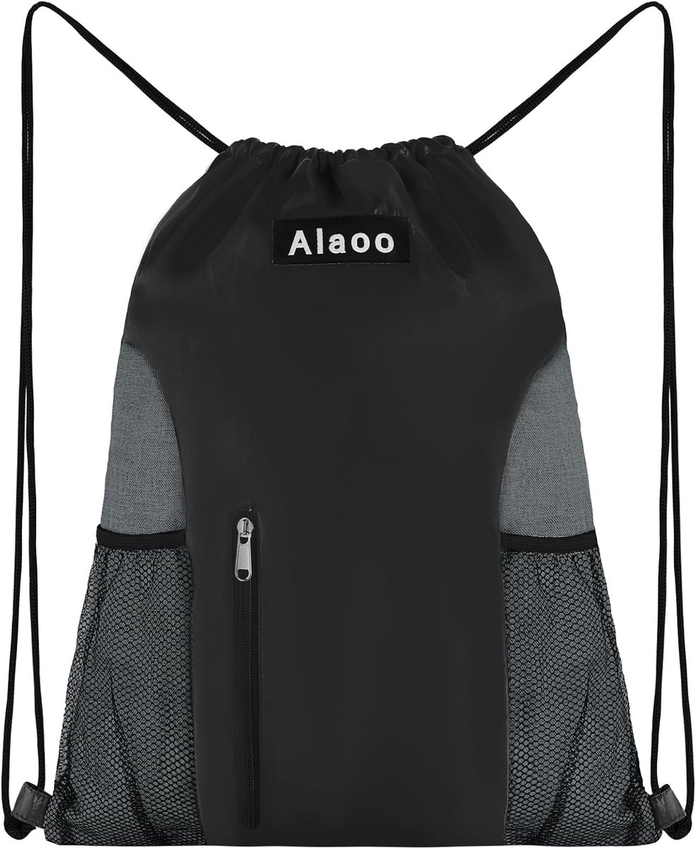 SnelShoppen - Drawstring Rugzak Strand Mesh Tas Zwemtas met Waterdichte Tas Unisex Lichtgewicht Reis Strand Zwemmen Rugzak