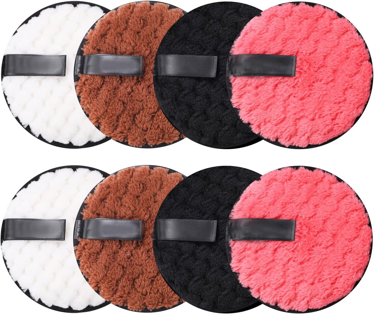 SnelShoppen - Wasbare Katoenen Make-up Verwijderaar, Set van 8, Herbruikbaar, Zachte Microvezel Gezichtsdoekjes Dubbelzijdig voor Gezichtsreiniging, H