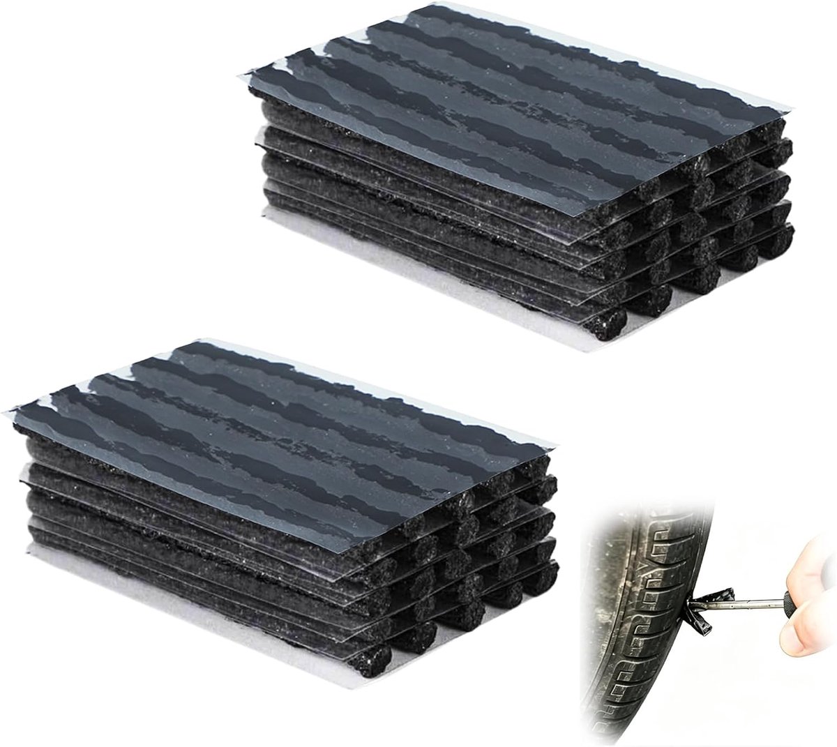 SnelShoppen - Bandenreparatieset 50 Stuks - Professionele Reparatieset voor Auto, Motorfiets, Vrachtwagen, Grasmaaier - Zwart - Snelle en Eenvoudige B