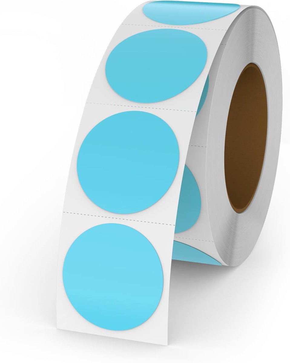 SnelShoppen - Pack van 500 Rond Stickers 25 mm - Thermische Labels - Zelfklevende Dots - Adreslabels - Waterdicht - Kleurcodering - Blauw - Perfect vo