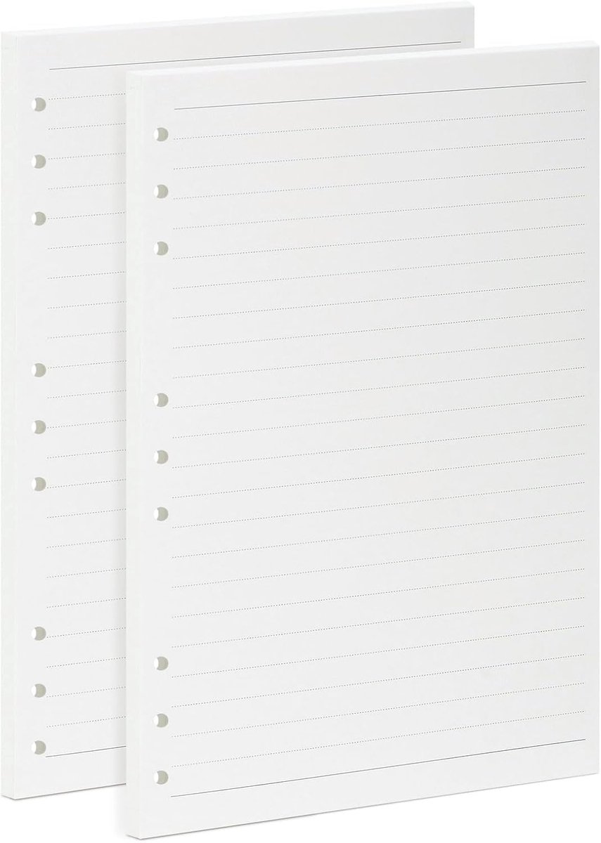 SnelShoppen - B5 Notitieboek Navullingen 90 Stuks, 10mm Gelijnd Papier, 100GSM Crème Wit Extra Dik, Navulpapier voor 9-Ringen Multifunctioneel Notitie