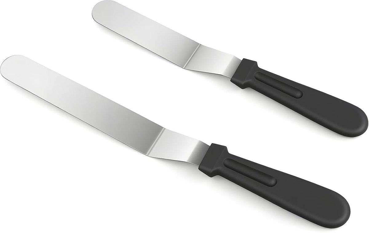 SnelShoppen - Taartspatel Set van 2 - RVS Spatula en Taartmes met Antislip Handvat - Perfect voor Taartdecoratie, Bakken en Verdelen van Room in Keuke