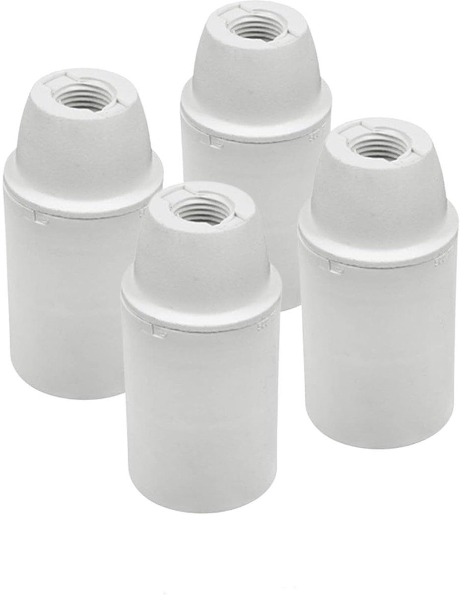 SnelShoppen - Set van 4 duurzame witte thermoplastische lampfittingen | 3x E14 fijne draad | M10x1 afsluitkap | Glad ontwerp voor zichtbare lichten |
