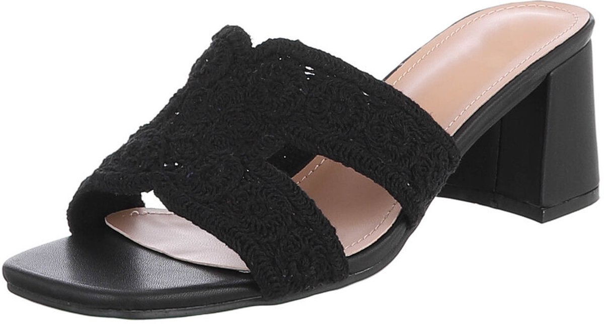 Dames slippers - blokhak - instapmodel Mt:36