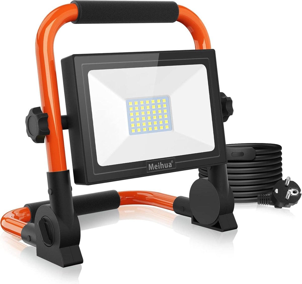 SnelShoppen - MEIHUA LED Bouwlamp 30W - 2600 Lumen - Draagbare IP66 Waterdichte Werklamp met 3.5m Kabel - Koud Wit 6500K - Voor Werkplaats, Bouwlocati
