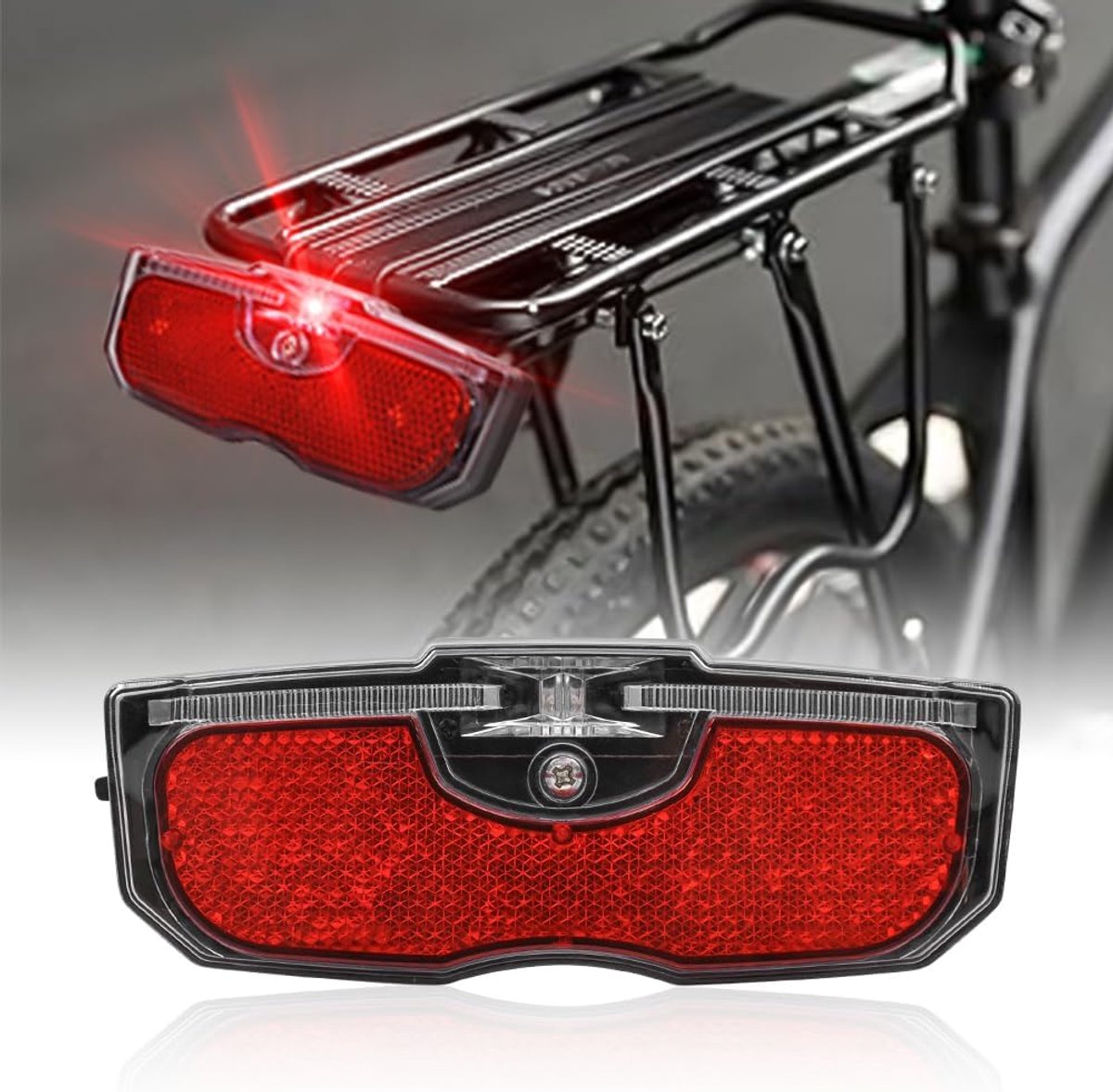 SnelShoppen - Fietslamp Achterlicht, ABS Acryl Reflector, Waterdicht en Schokbestendig, Universele Mountainbike Waarschuwingslamp, Batterijloos, Veili