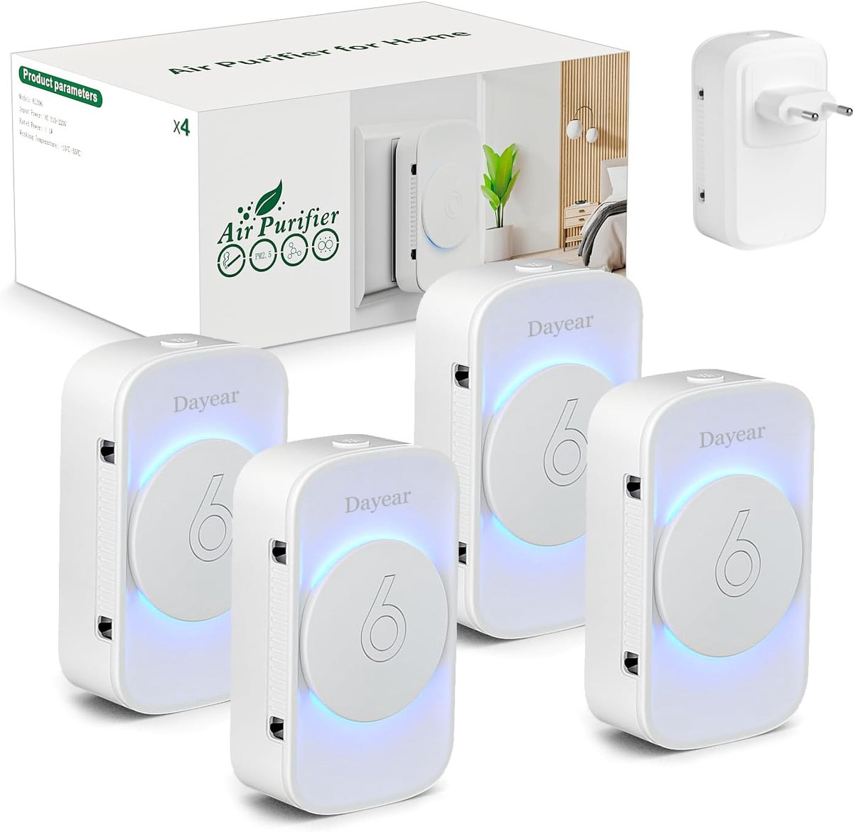 SnelShoppen - Air Purifier Ionizer Generator - Plug-In Negatieve Ion Luchtzuiveraar voor Kantoor, Kamer, Badkamer, Rook, Huisdieren, Geurverwijdering,