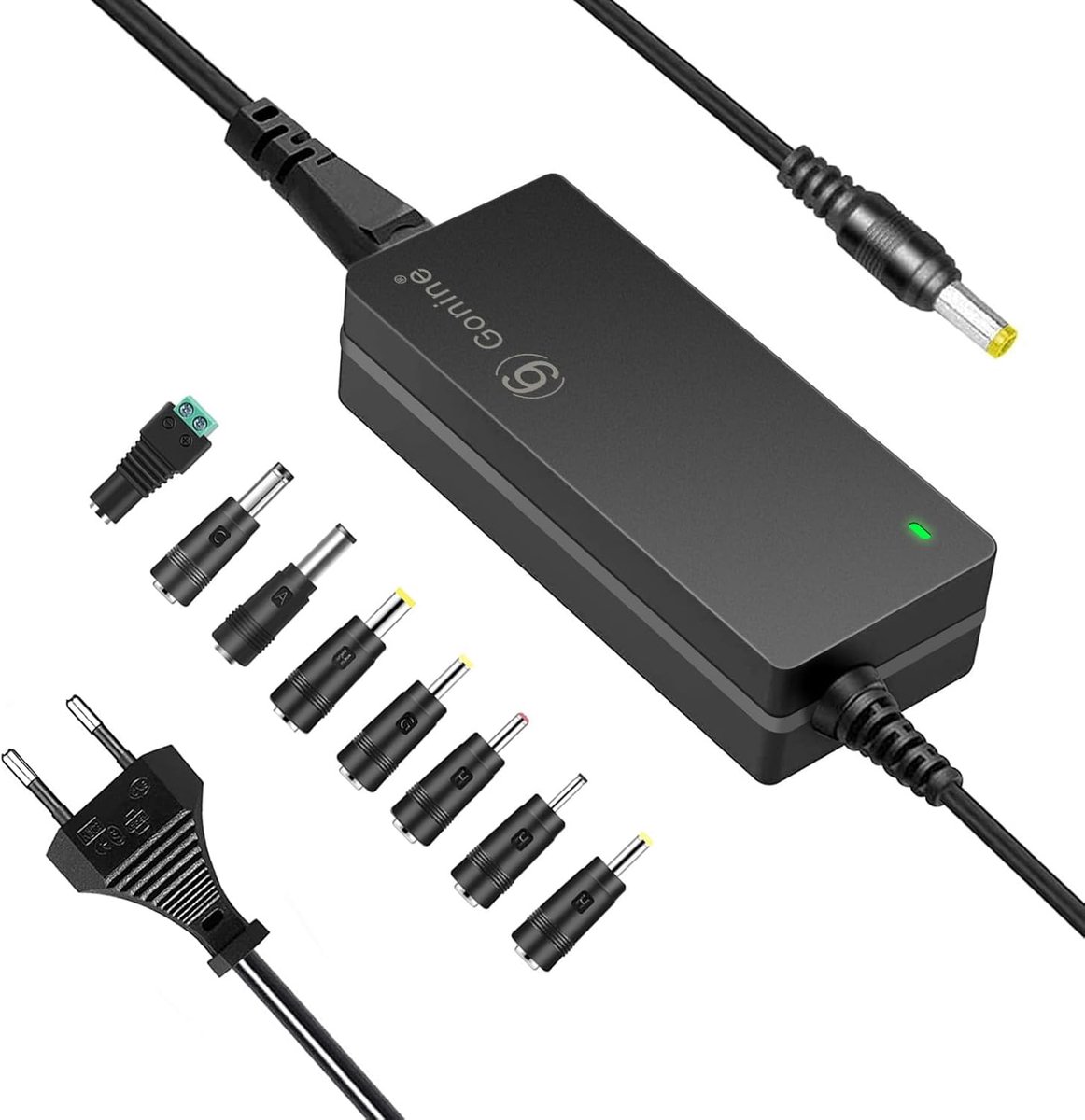 SnelShoppen - 12V 5A 60W AC Adapter, Switching Power Supply met 5.5 x 2.1 mm DC Plug en 11 DC Jack Plugs voor LED Strips, Monitor, Router en Meer