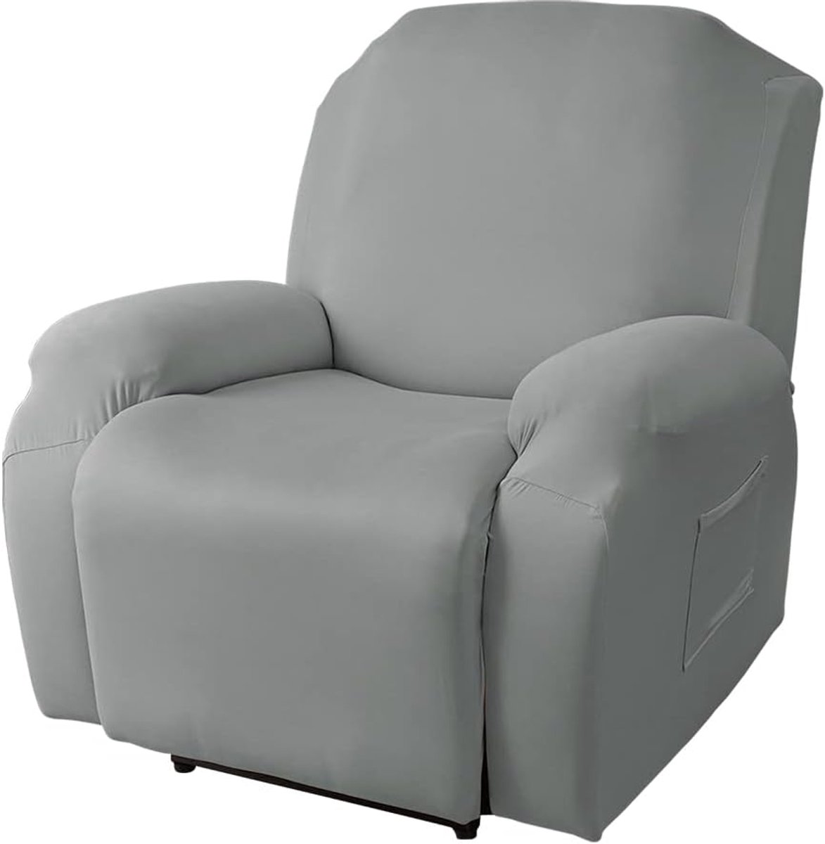 SnelShoppen - Recliner Stoelhoes Stretch Cover Complete Bescherming voor Relaxstoel Met Zakjes in Grijs - 1 Zits - Elastisch - Ideaal voor Woonkamer e