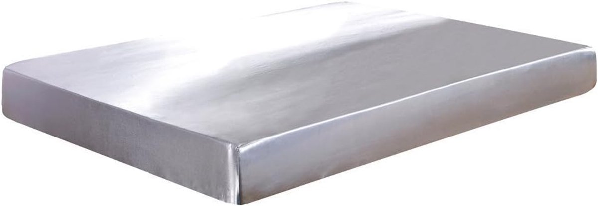 SnelShoppen - Luxury Satin Fitted Sheet 12 Inch - Hypoallergenic Single Bed Laken - Grijs Polyester - Ultieme Comfort en Gezond Huidverzorging
