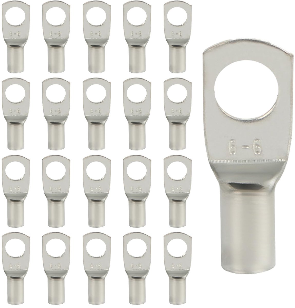 SnelShoppen - Pack van 20 Kabelschoen Ringen 6mm² M6 - Dikke Koper, Ongeïsoleerd SC Crimpverbindingen voor Elektrische Installaties, Industrie en Auto