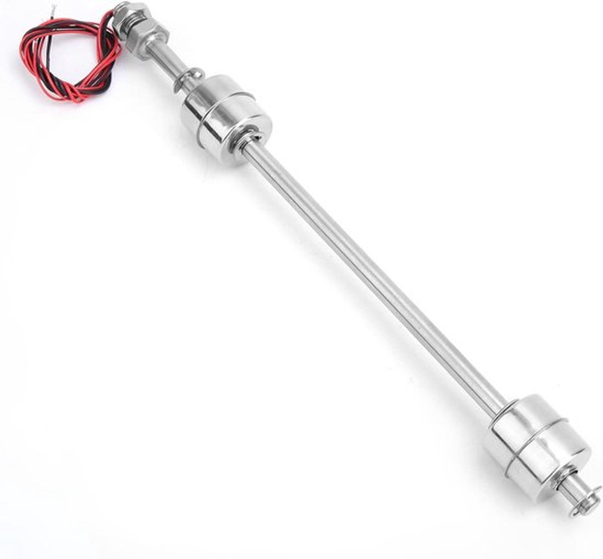 Waterniveausensor met 12V bal vlotterschakelaar voor watertank, zwembad en aquarium - Roestvrijstalen vloeistofniveausensor - 250 mm drijvend lichaam.