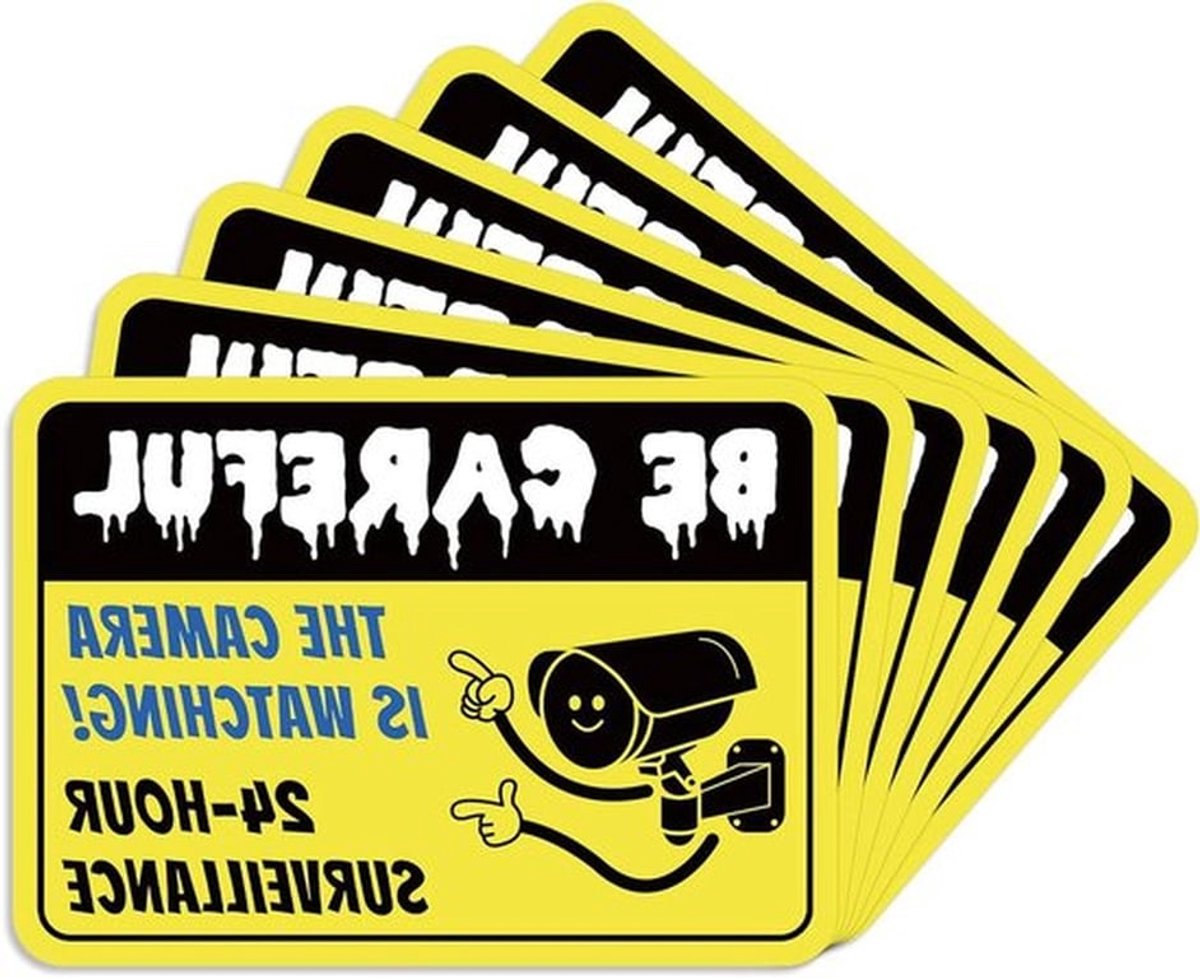 Camerabewakingsborden Set van 6 Stickers - Videobewakingssignalering voor 24/7 Beveiliging in Huis, Auto en Tuin