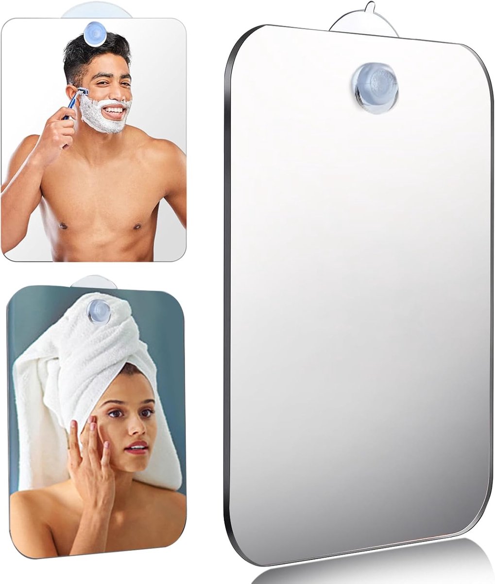SnelShoppen - Mistvrije Douchespiegel - Handheld Reismirror voor Scheren & Make-up, Acryl Materiaal, Compact & Lichtgewicht, Ideaal voor Thuis & Reize