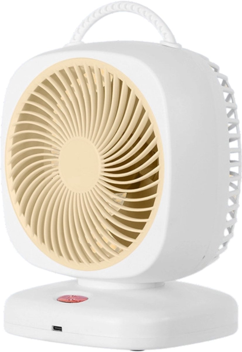 Oplaadbare mini-ventilator met 5 snelheden en USB-aansluiting, krachtige luchtstroom, oscillerende tafelventilator, draagbare bureauventilator voor kantoor, studentenkamer, slaapkamer, reis of tent