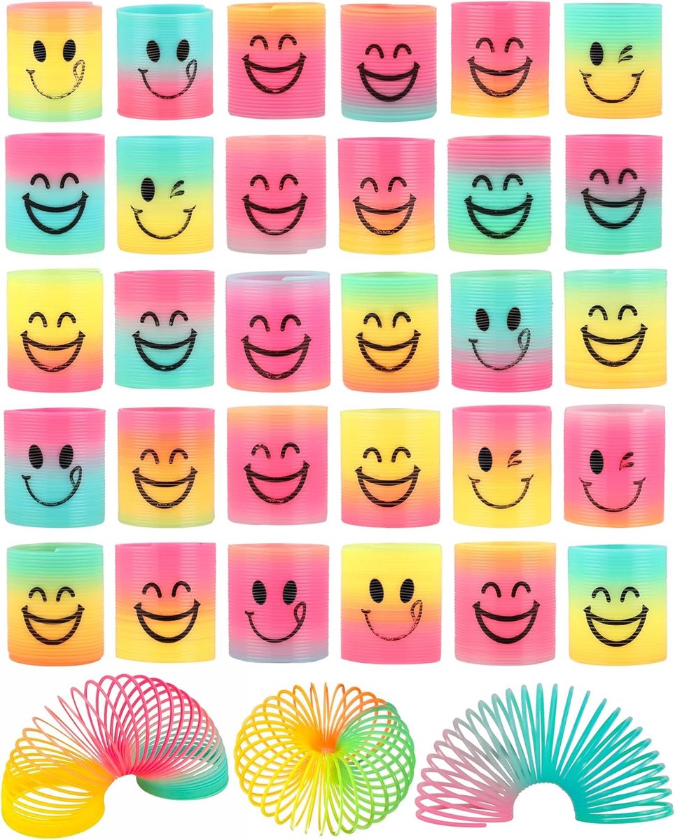 SnelShoppen - 30 Stuks Spiralen Speelgoed voor Kinderen - Kleurige Regenboogveren - Leuke Giveaways voor Feestjes, Cadeaus en Creatieve Souvenirs voor