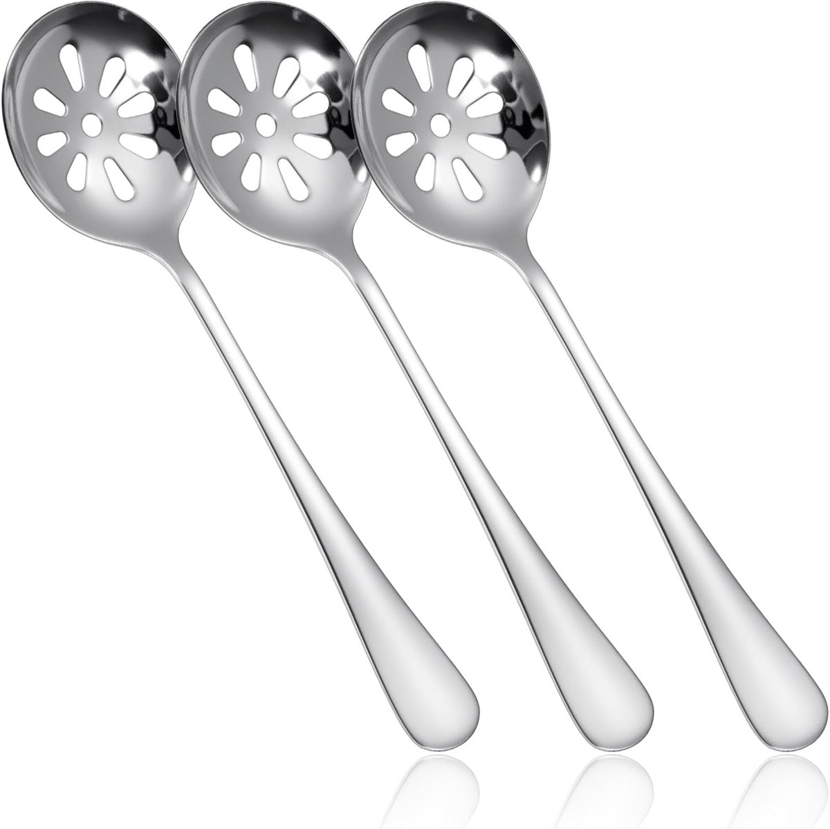 SnelShoppen - 3 Stuks 20cm RVS Geleide Soep- en Serveerlepel, Zeeflepel voor Keuken, Buffet, Diner, Restaurants, Duurzaam en Functioneel