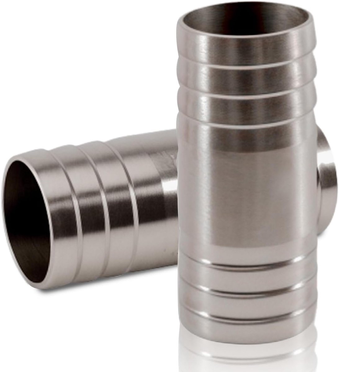 SnelShoppen - 2x 22 mm RVS rechte slangtule, 2-weg I-vormige 304 slang schroefverbinding, Hoge kwaliteit RVS slangfittingen voor Tuin, Water, Lucht, O