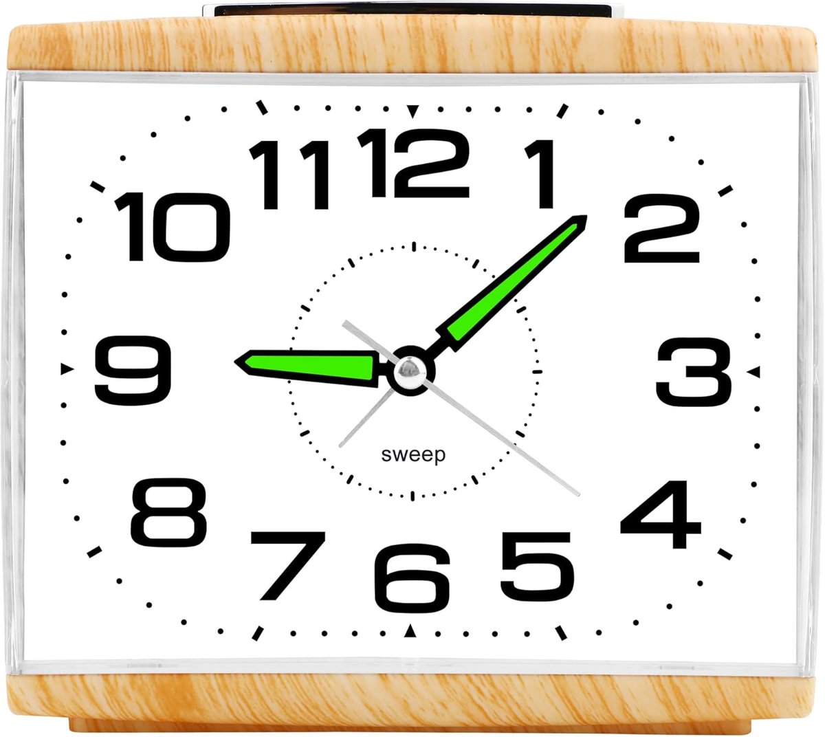 SnelShoppen - Analoge Wecker zonder Tikken voor Senioren met Snooze Functie, Nachtlampje, Luide Alarm, Grote Wijzerplaat, Quartz Klok in Houtlook