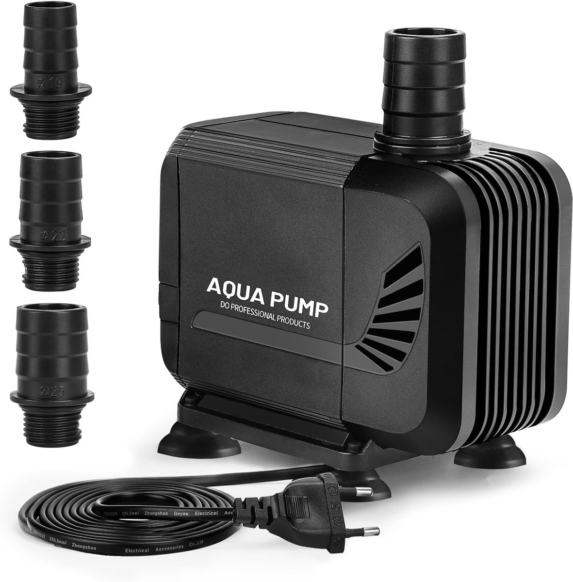 SnelShoppen - Waterpomp 3000 L/h - Submersible Pond Pump - Ultra Quiet Mini Aquarium Pump - 40W Amphibious Fountain Pump met 3 Nozzles - Ideaal voor T