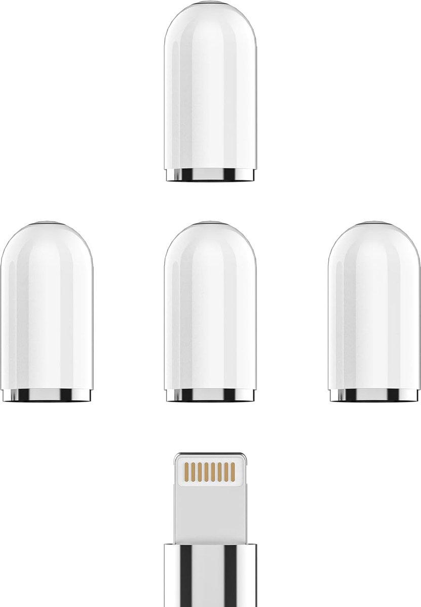 SnelShoppen - Pencil Apple 1st Gen Cap 4 Stuks - Magnetische Pen Cap voor iPad 9e/10e Gen, Air 2 & Pro - Metaal Stylus Adapter Accessoire