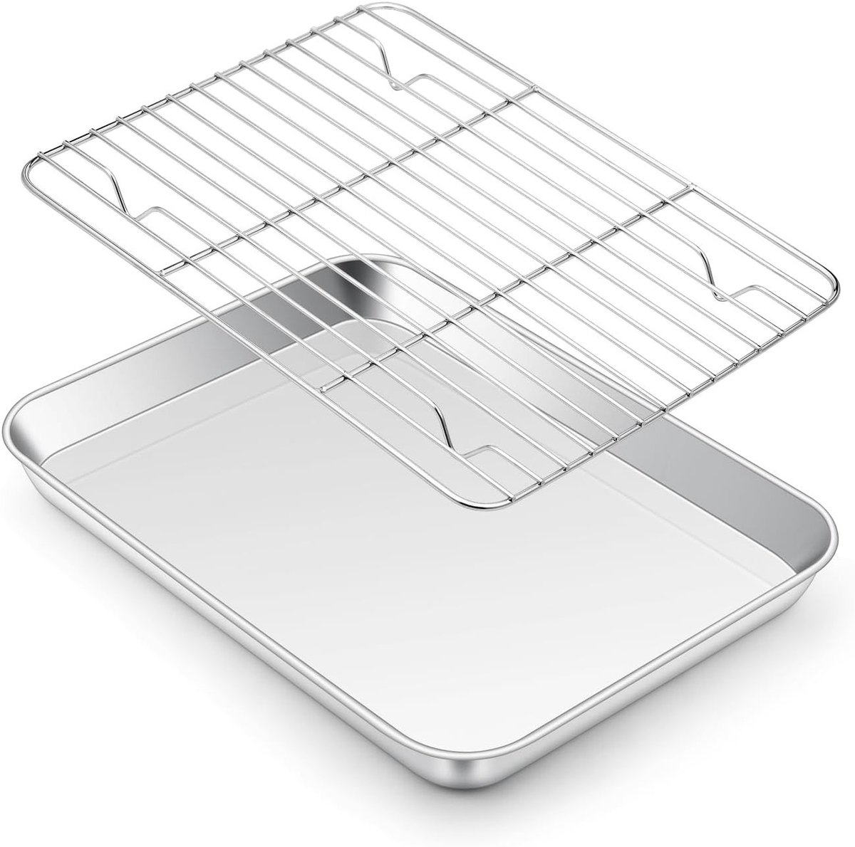 Rechthoekige Bakplaat met Koelrooster voor Taart, Ovenplaat en Bakvorm, 26.5x20.3x2.5cm, Vaatwasserbestendig en Duurzaam, Ideaal voor Bakken en Koelen