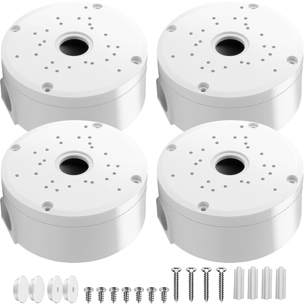 SnelShoppen - Camera Junction Box Waterproof - 4 Stuks Beveiligingscamera Montagebox - Plastic Halfrond - Wit Universeel - Voor Binnen en Buiten Gebru