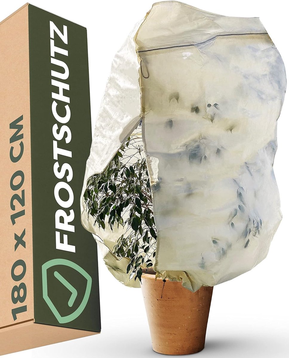 SnelShoppen - Winterbescherming voor Planten 155 x 100 cm - Dikke Materialen - Inclusief Opbergtas - Wasbaar en Scheurvast voor Tuin, Balkon en Terras