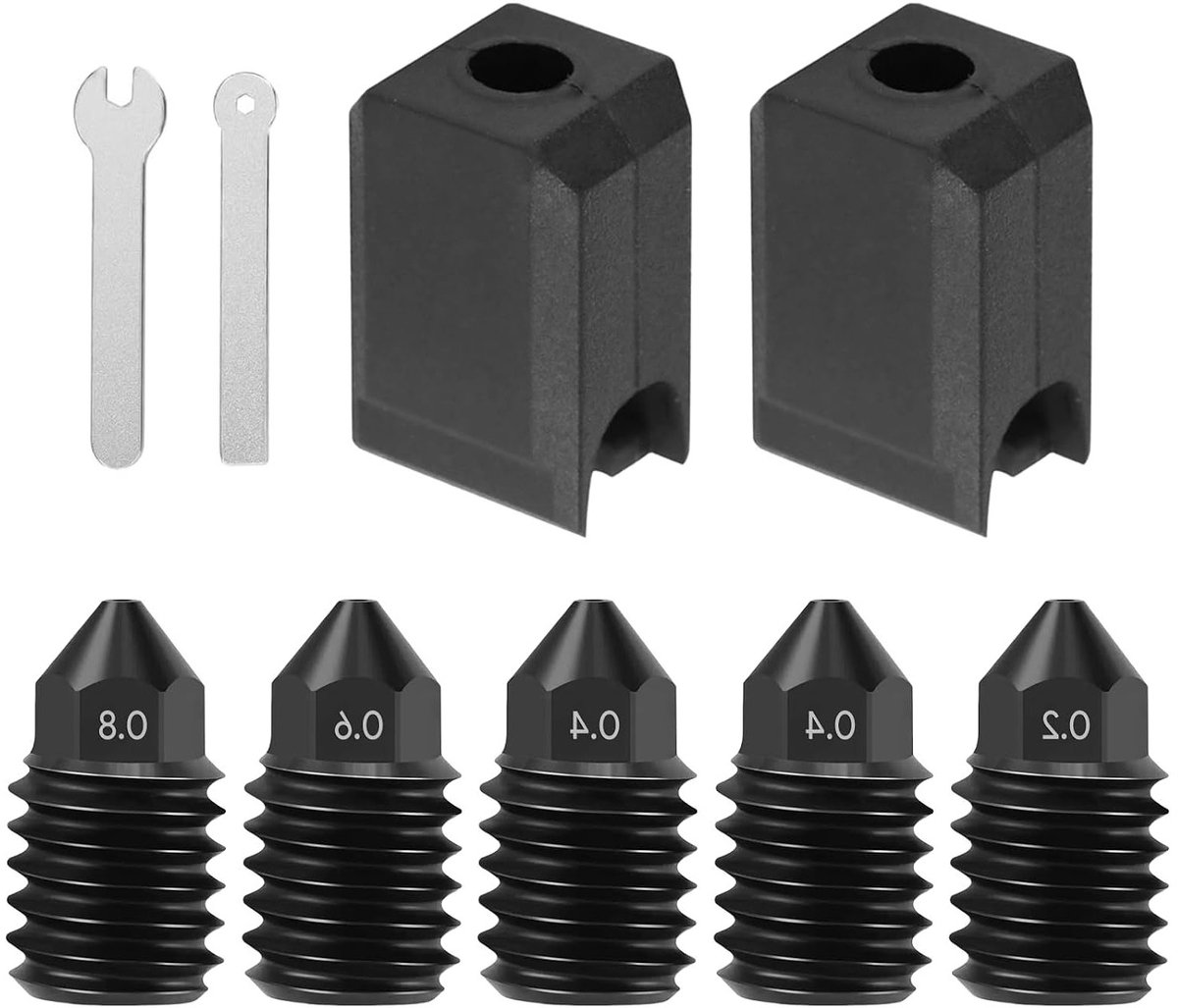 Harde Stalen Mondstukken voor 3D Printers met Extra Siliconen Beschermhoes - 0.2mm, 0.4mm, 0.6mm, 0.8mm Nozzles voor Verbeterde Printkwaliteit en Duurzaamheid