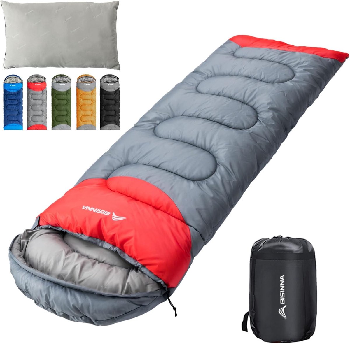 Thijox - Lichtgewicht Waterdichte Slaapzakken met Kussen voor 4 Seizoenen, Ideaal voor Kamperen, Wandelen en Backpacken - Compressiezak Inclusief voor