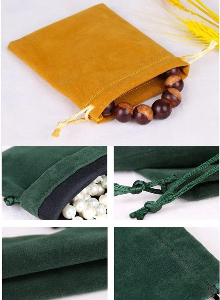 24 stuks fluwelen sieradenzakjes - Sieraden opbergen - Geschenkverpakking - Trekkoord zakjes - Bruiloft, Kerstmis, verjaardag - Cadeauverpakking - 17 x 23 cm - Wijnrood