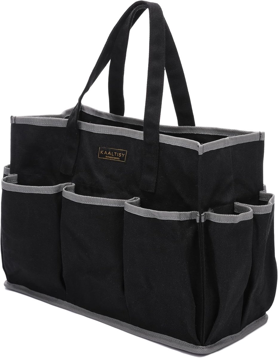 SnelShoppen - Canvas Tool Tote Bag - 16oz Waxed Canvas Gereedschapszak met Grote Capaciteit & 10 Kleine Vakken - Multifunctionele Opslagtas voor Tuin,