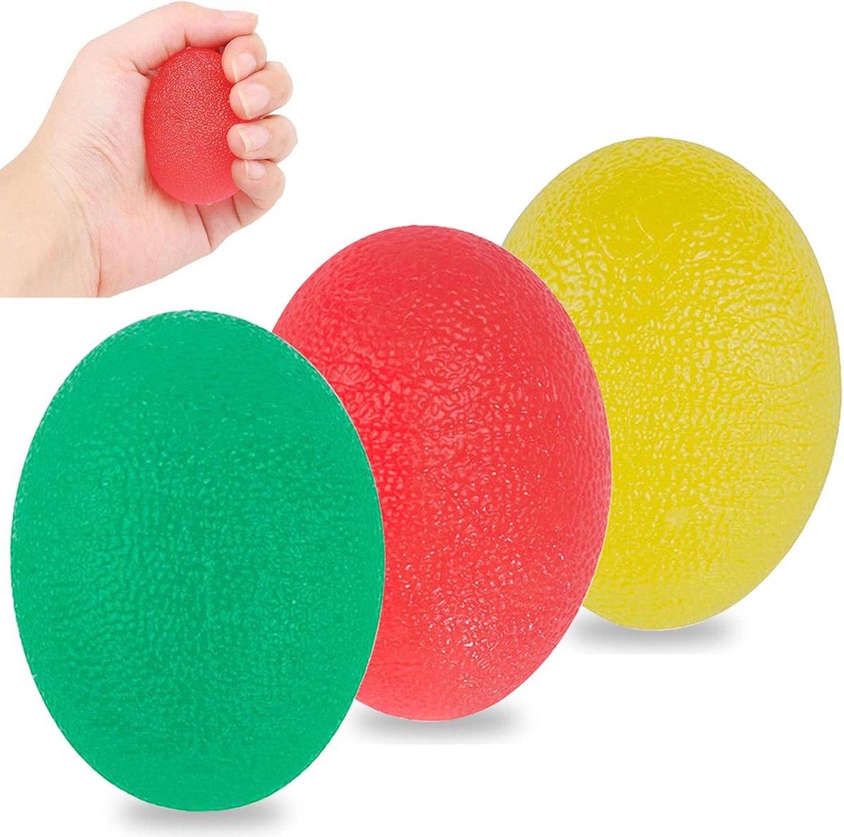 SnelShoppen - Hand Trainer, Finger Trainer, Egg Grip Balls - Anti-Stress Ballen met 3 Hardheden - Hand Trainingsapparaat voor Stressverlichting en Ver