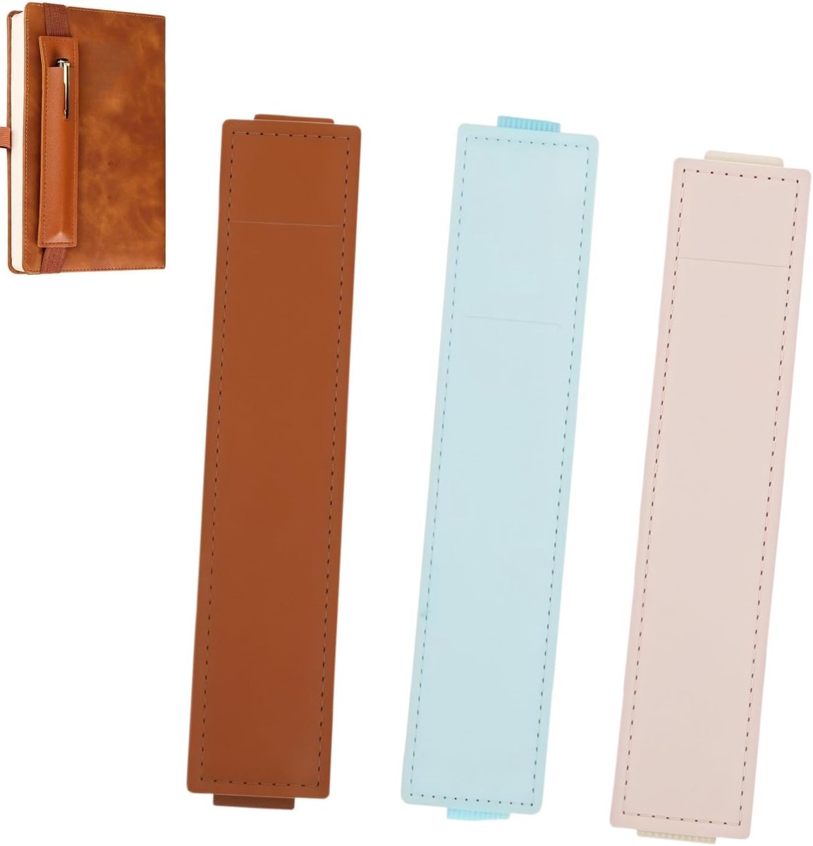 SnelShoppen - 3 Pcs Pen Holders - Elastische Lederen Penhouder voor Notitieboek, Planner, Tablet - Verstelbare Penlus voor School, Kantoor en Thuisgeb