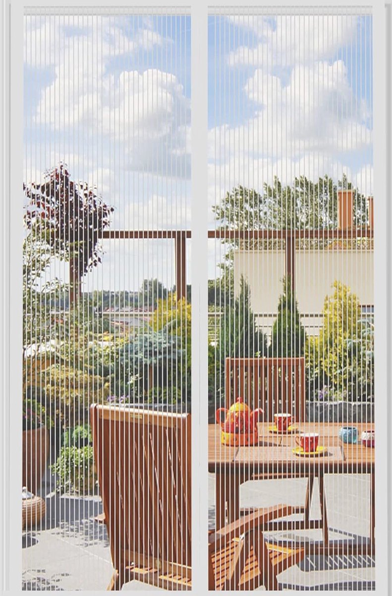 SnelShoppen - Magnetisch Vliegenraam Deur Raam Insectenscherm 120x210 cm Wit - Makkelijk Bevestigen Zonder Boren - Ideaal voor Huis, Tuin en Camping