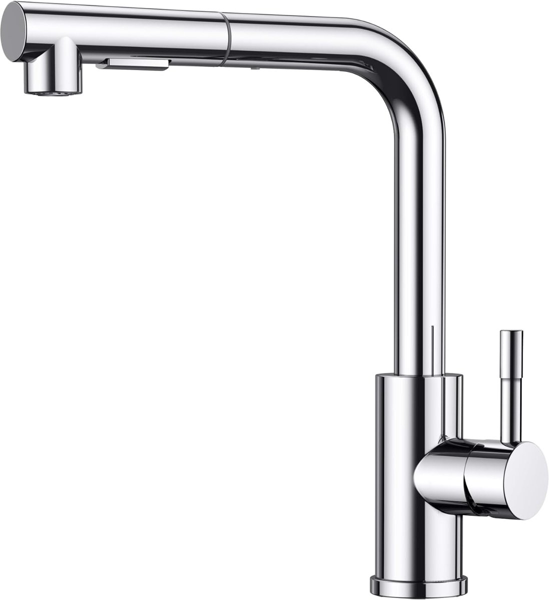 SnelShoppen - Keukenmengkraan met Uittrekbare Sprayer, 360° Rotatable, Dubbele Functies, Verchroomd, Flexibele Tuinslang, Keukenaccessoires, Moderne S
