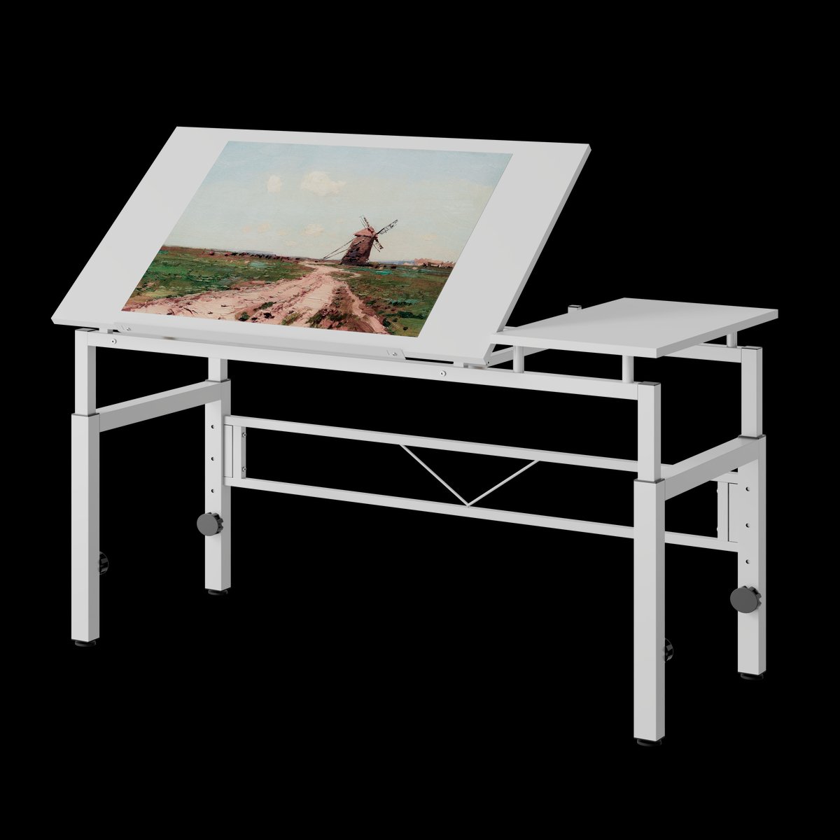 MODENUIT Tekentafel - Kantelbaar Blad En Verstelbare Hoogte - Voor Tekenen En Studie - Wit - 120x60 cm