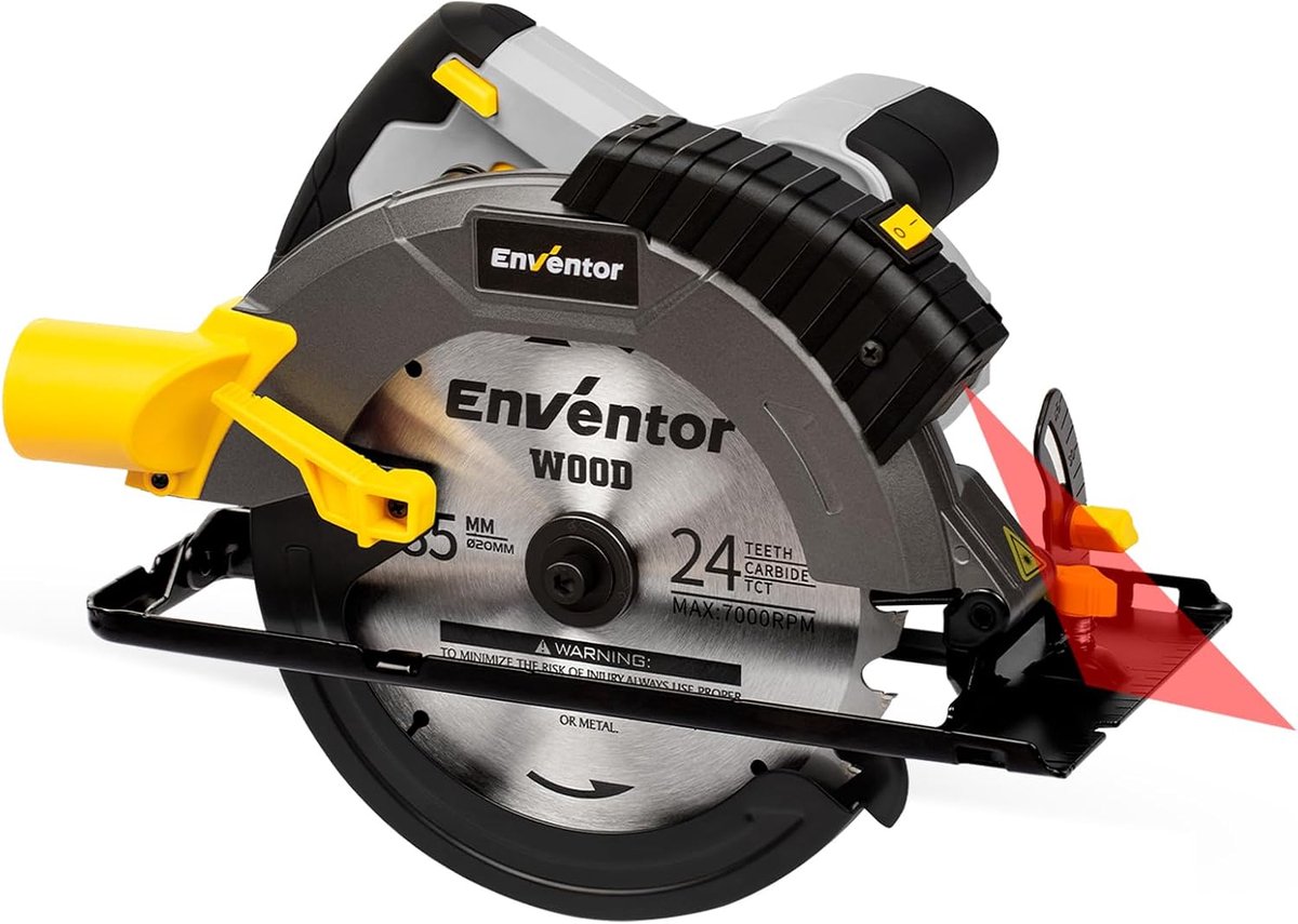 SnelShoppen - Handcirkelzaag 1650W met Lasergeleider, 5500 RPM, Cirkelzaag voor Hout, PVC, Laminaat, Inclusief 2 Zaagbladen (185mm)