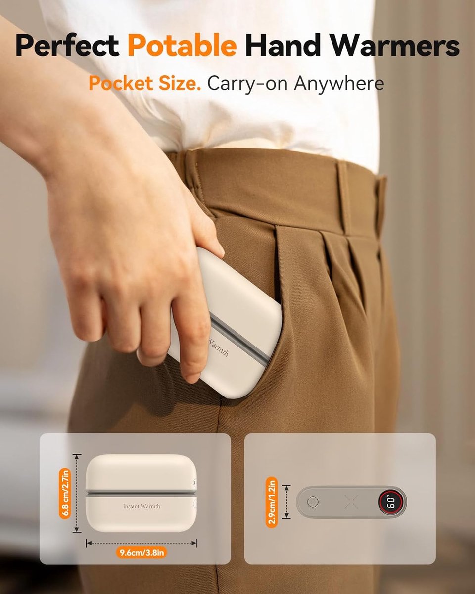 SnelShoppen - Handwarmers Oplaadbaar 2 Pack 8000 mAh Elektrische Handwarmers 2025 Magnetisch met 3 Warmtestanden tot 60 °C Perfect voor Buiten, Campin — cadeau in Sport & Outdoor - foto 4