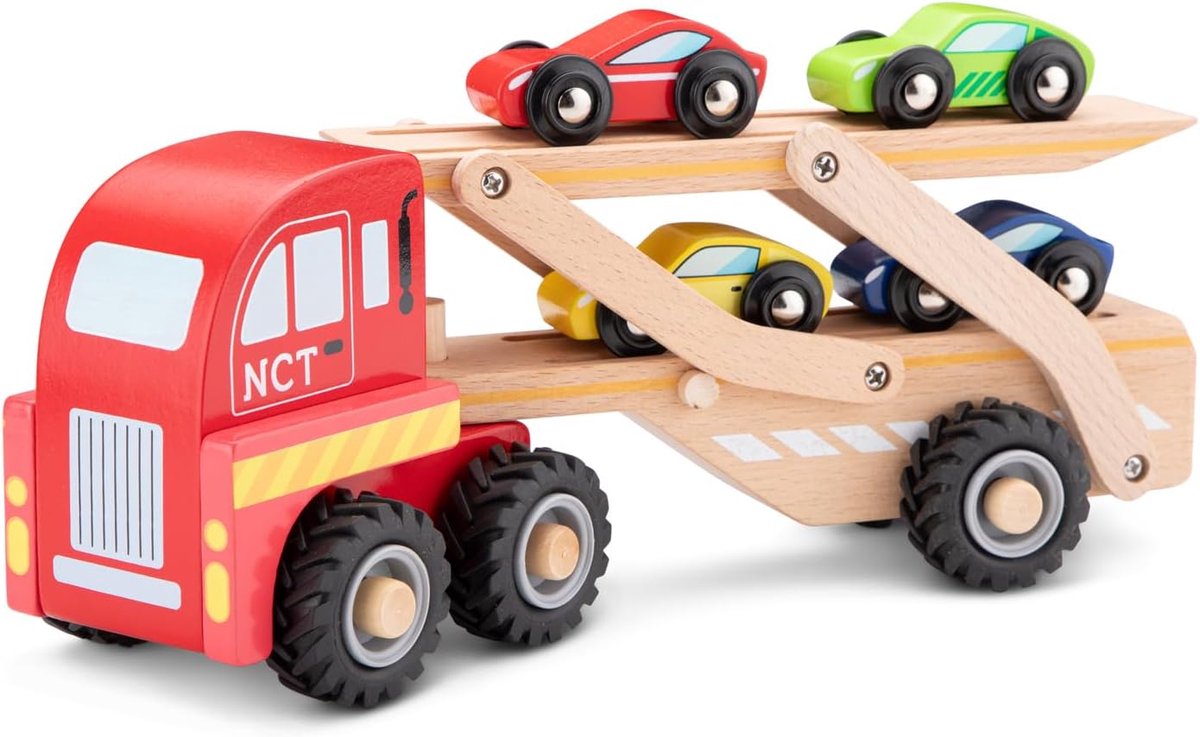 SnelShoppen - Auto Transporter Speelgoed voor Kinderen - Houten Speelgoed - Ontwikkeling Motoriek en Creativiteit - Geschikt voor Binnen en Buiten Spe