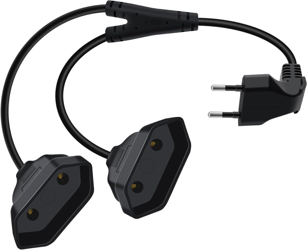 SnelShoppen - Euro Extension Cable 2 in 1, 1m, 2.5A, 250V, Korte Stekkerdoos met Euro Plug voor Thuis, TV, PC, Huishoudelijke Apparaten en Meer