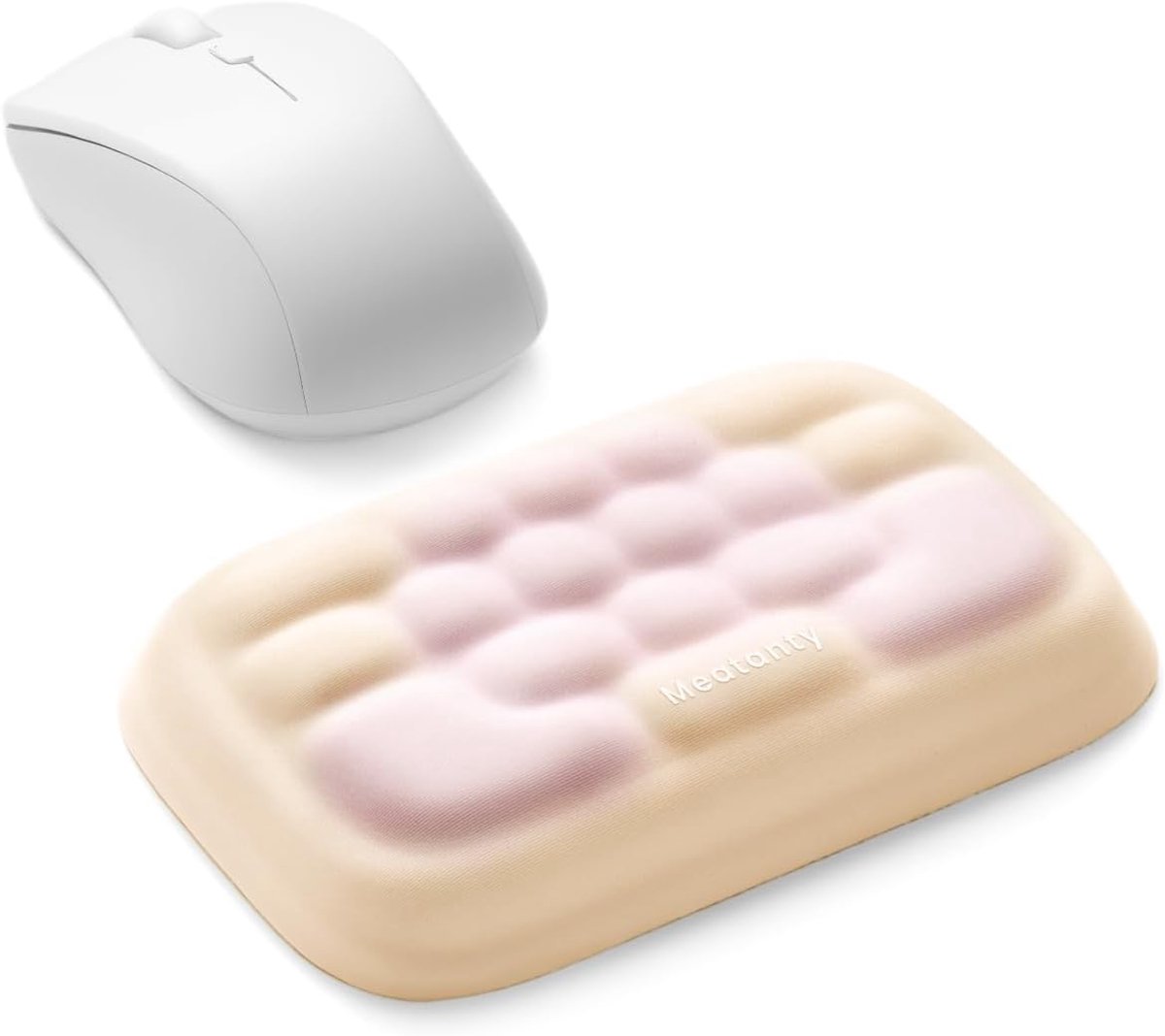 SnelShoppen - Ergonomische Muismat Polssteun voor Kantoor/Gaming - 2-in-1 Geheugenfoam en Koel Gel, Antislip Onderkant, Pink & Geel - Voorkom Carpaal
