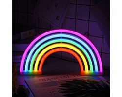 SnelShoppen - NIWWIN Neon LED Lights - Bedside Lamp, Battery Powered Neon Verlichting voor Slaapkamer, Kinderkamer Decoratie, Regenboog Kleur, Feest e