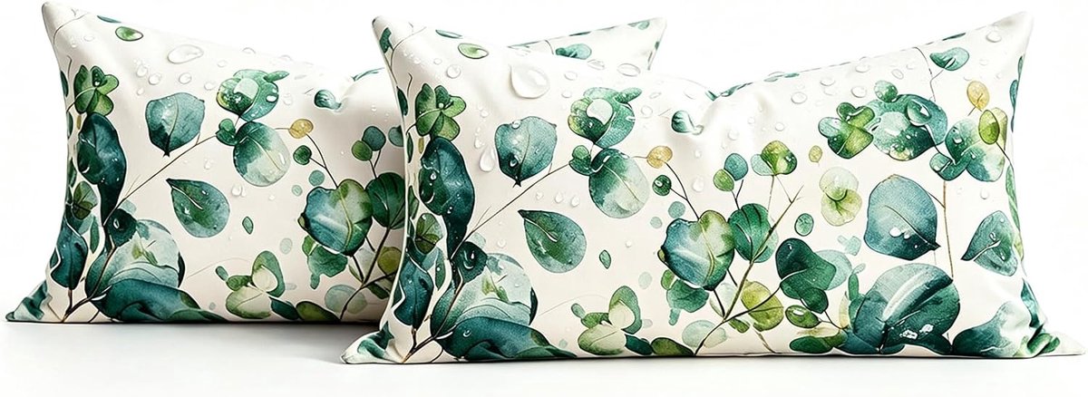 SnelShoppen - 2x 30x50 cm Waterdichte Kussenhoezen voor Buiten - Decoratieve Linnen Look voor Sofa, Tuin, Balkon en Auto - Ideaal voor Zomer en Feeste